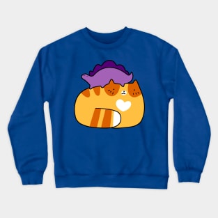 Stegosaurus and Orange Tabby Cat Crewneck Sweatshirt